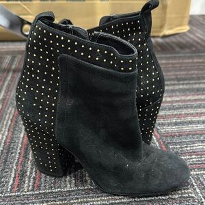 Guess Black Suede Ankle Boots with Gold Studs